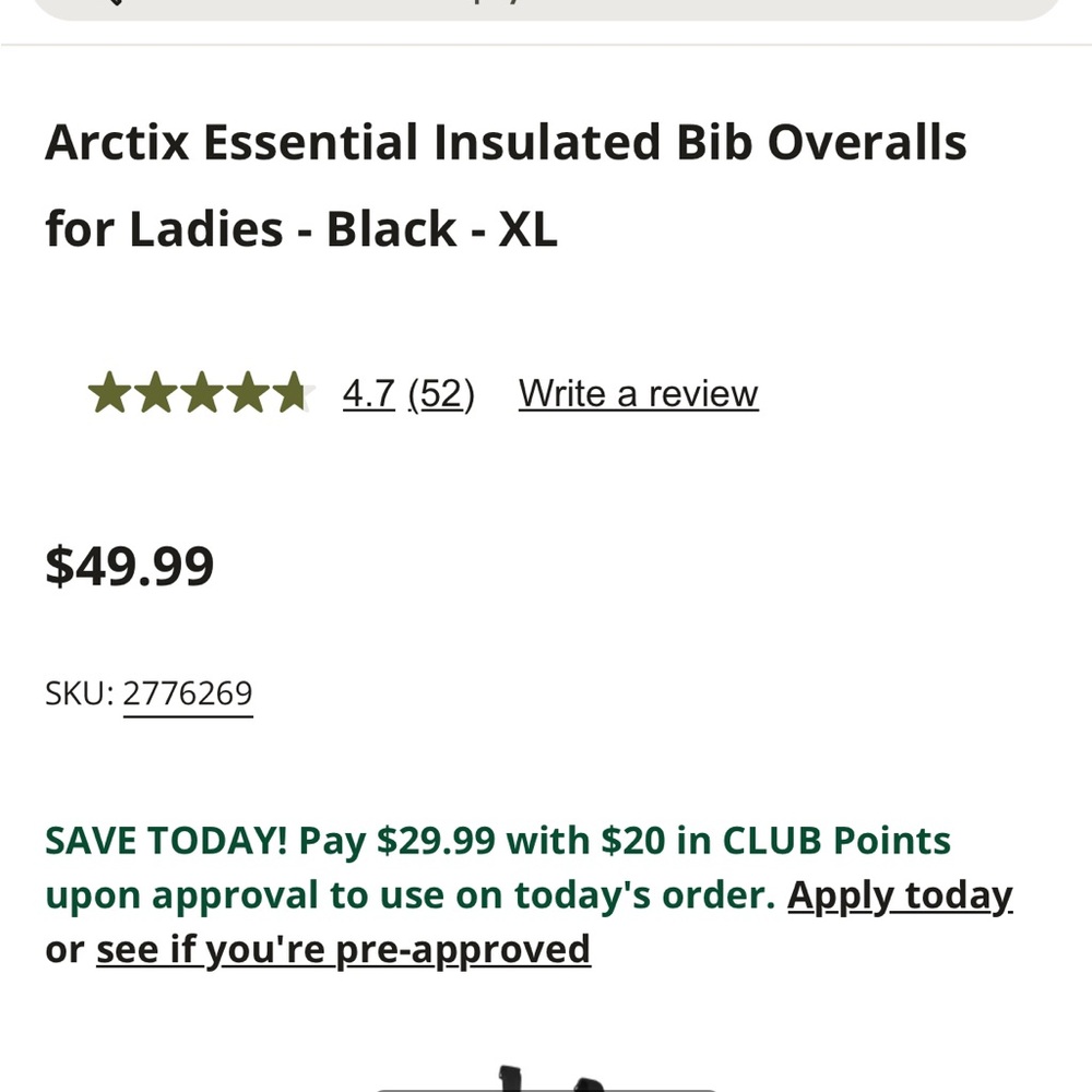 Arctix Women's Black Insulated bib NWOT / never worn